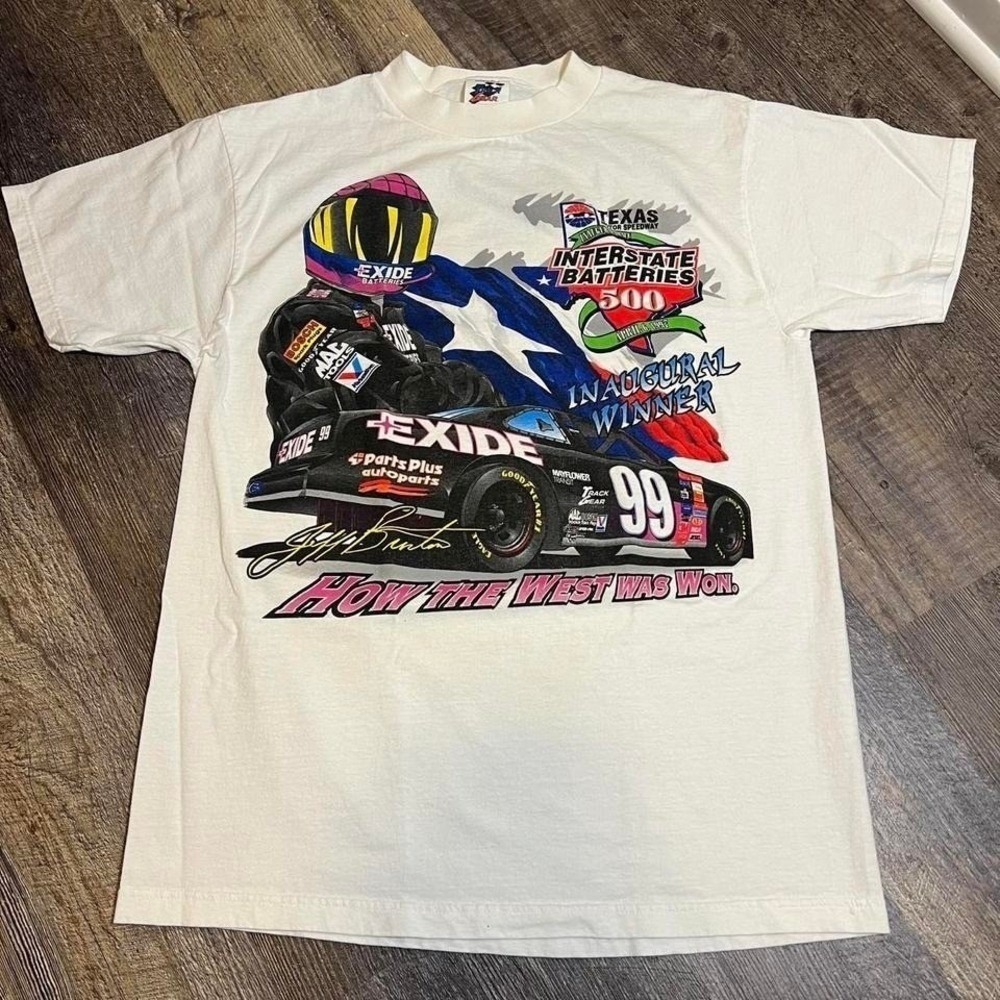 Vintage 1997 Jeff Burton Exide Batteries Texas Motor Speedway T-Shirt Large PX